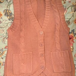 Women's Pink Cable Knit Sweater Vest
